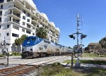 Amtrak "Floridian" train # 41 arriving into Kissimmee Depot behind two P42DCs 